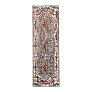 Pasargad DC Fine Hand Knotted Light Blue Runner Rug For Sale