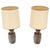 Pair of Brown Grey Blue Glazed Pottery Ceramic Vase Shape Table Lamp MINT!