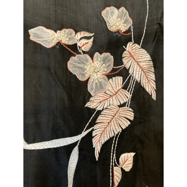 Art Nouveau Floral Embroidered Silk Textile Vintage Wall Hanging For Sale In New York - Image 6 of 16