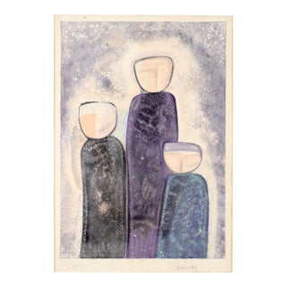 The Faceless, Unforgettable Three - Modernist Color Lithograph (5/100) by Simon Avissar For Sale