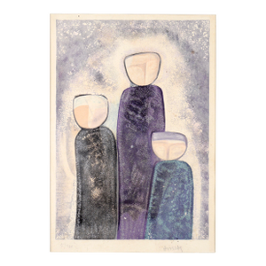 The Faceless, Unforgettable Three - Modernist Color Lithograph (5/100) by Simon Avissar