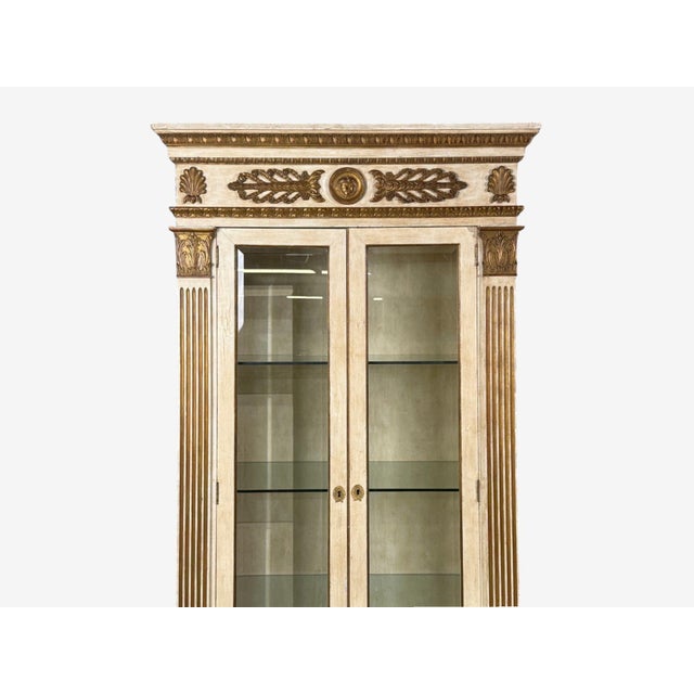 French Regency, Monumental Bookcases, Cream Painted Wood, Gilt, France, 19th C. For Sale In New York - Image 6 of 18