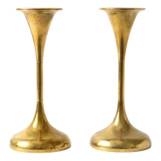 Vintage Danish Brass Candleholders from Hyslop, Set of 2 For Sale