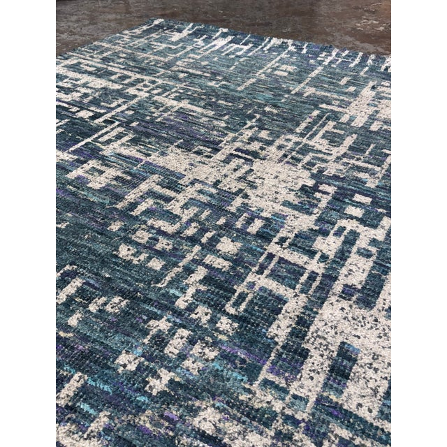 6ft 2in × 9ft Crate & Barrel Celosia Indigo Blue Hand Knotted Rug For Sale - Image 10 of 12