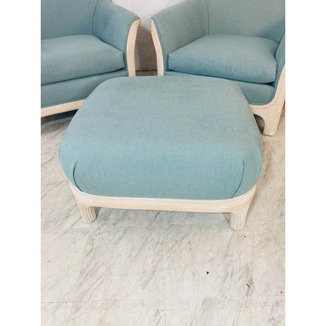 Vintage Coastal Pencil Reed Set, Chairs and Ottoman - 3 Pieces For Sale - Image 11 of 13