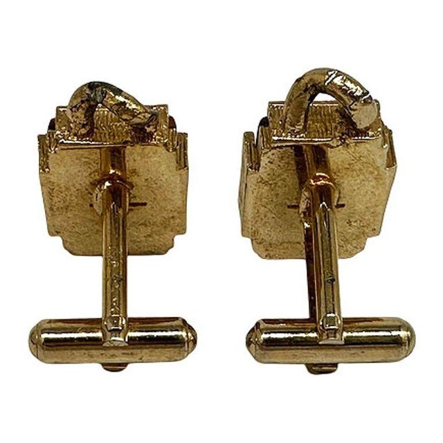 1960s Mid-Century Mens 10k Gold Plate Whaleback Cufflinks W/ Tigers Eye by Swank Products, A Pair For Sale - Image 4 of 5