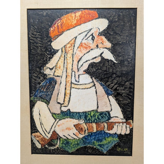 This artwork "Man with Musket" c.1965 is an oil painting on canvas by noted French artist Jovan Obican, 1918-1986. It is...