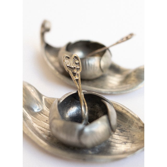Art Nouveau Pewter Salt Cellars by A.E. Chanal, 1890s, Set of 4 For Sale - Image 3 of 6