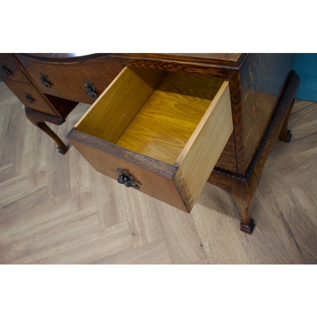 Brown Art Deco Dressing Table in Oak, 1930s For Sale - Image 8 of 9