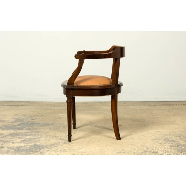 Late 19th Century French Empire Style Mahogany Barrel Back Desk Chair For Sale - Image 10 of 18