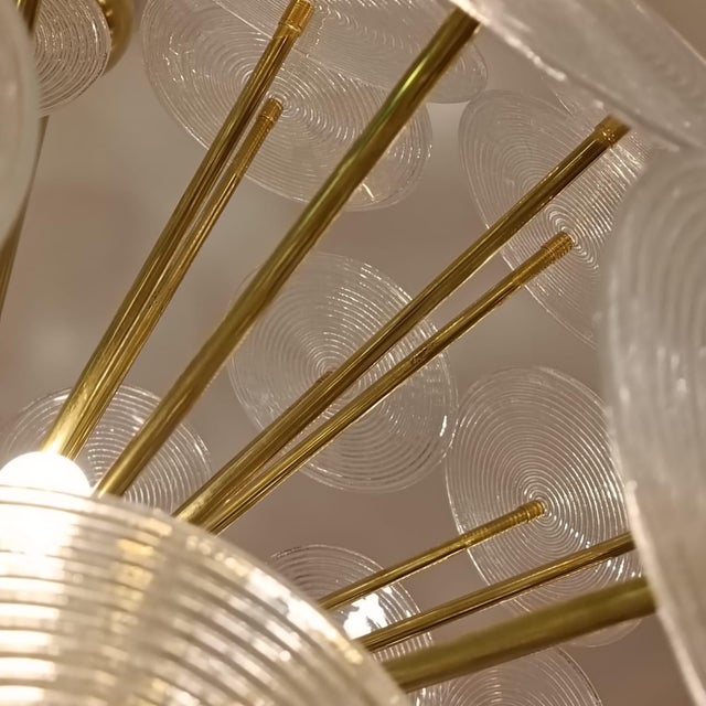 Sputnik Hanging Lamp with White Murano Glass Discs, 1950s For Sale - Image 4 of 5