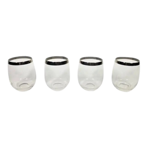 Mid Century 1960s Silver Rimmed Glassware Barware