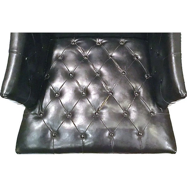 Vintage Mid CenturyTufted Leather Bergère For Sale - Image 4 of 10