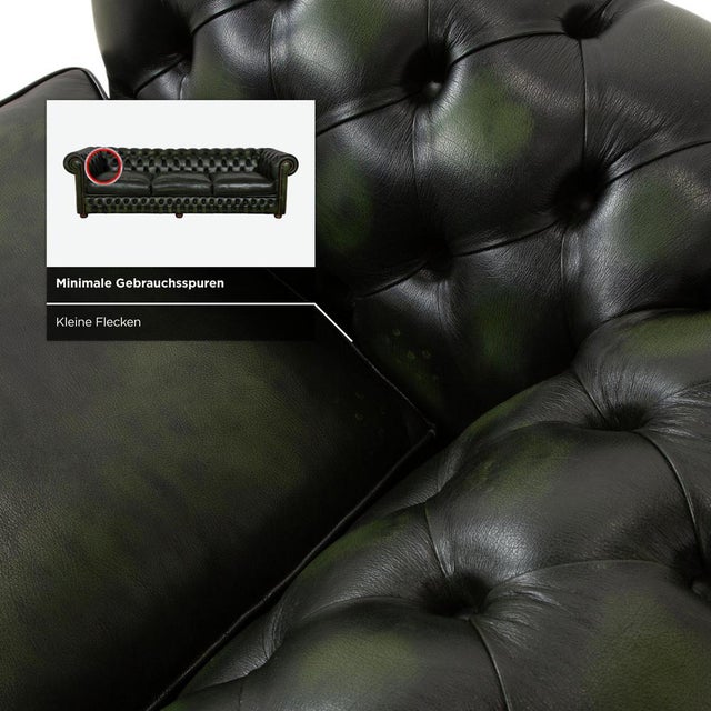 Chesterfield 4-Seater Sofa in Dark Green Leather For Sale - Image 9 of 15