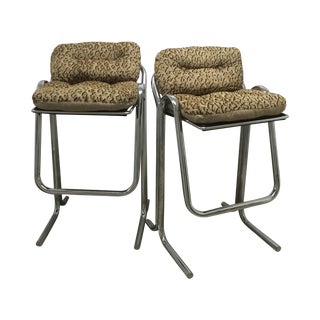 Jerry Johnson Vintage Chrome Bar Stools - A Pair For Sale