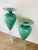 Vintage 1980s Jade Green Oversized Floor Vase Vessel on Lucite Base, a Pair For Sale - Image 4 of 9