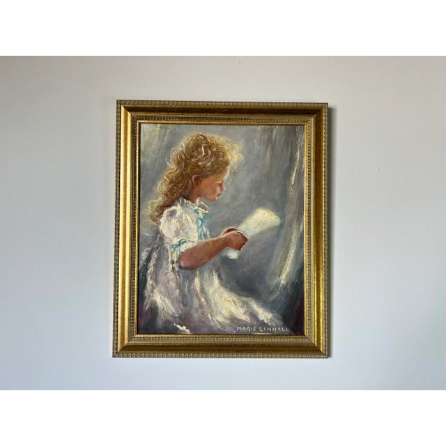 Marie Linnell Oil Portrait Painting of a Child For Sale - Image 9 of 9