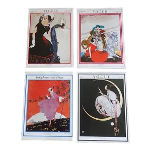Vintage Folio Size Vogue Poster Lithographs - Set of 4 - 11" X 15"
