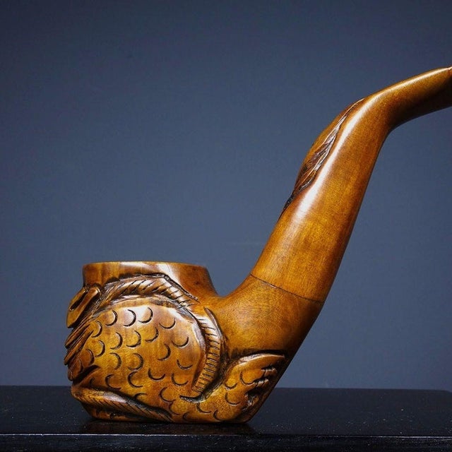 Amber Late 19th Century Carved Rosewood Tobacco Pipe With Dragon Motif, 330g For Sale - Image 8 of 9