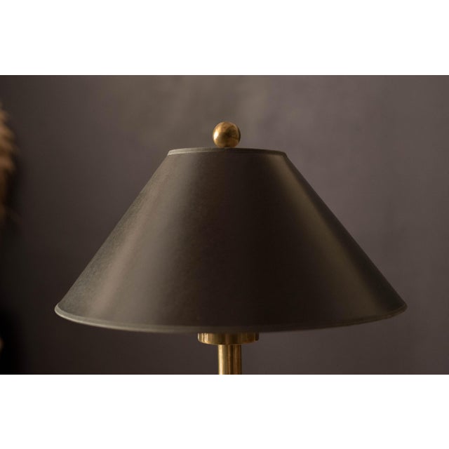Metal Vintage Black and Brass Sculptural Floor Lamp With End Table by Hart Associates For Sale - Image 7 of 11
