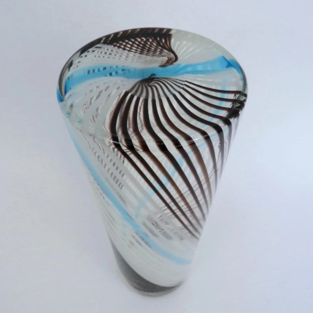 Coffee Murano Mezza Filigrana Glass Vase For Sale - Image 8 of 9