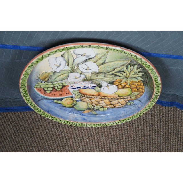 Mid 20th Century Polychrome Ceramic Painted Mexican Majolica Art Pottery Wall Plate Charger For Sale - Image 4 of 12