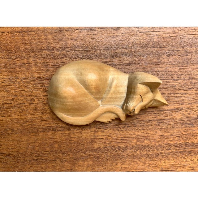 Vintage Wooden Sleeping Lioness Figurine For Sale - Image 5 of 15