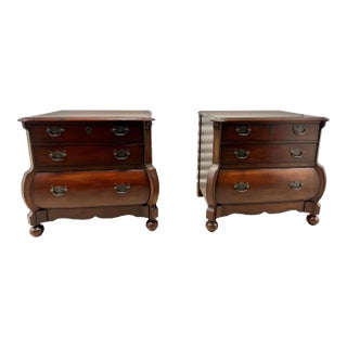 1990s Ralph Lauren Italian Louis XV Mahogany Bombay Form Bedside Chests, Pair For Sale