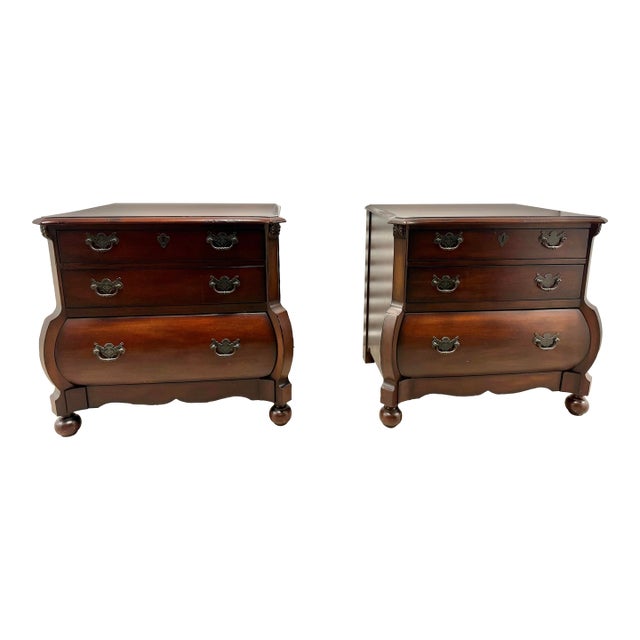 1990s Ralph Lauren Italian Louis XV Mahogany Bombay Form Bedside Chests, Pair For Sale
