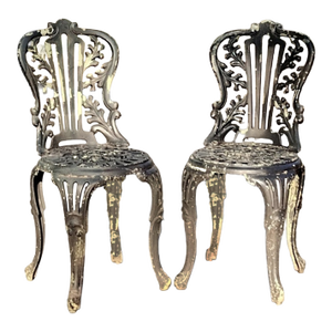 Victorian Style Metal Garden Chairs, Pair