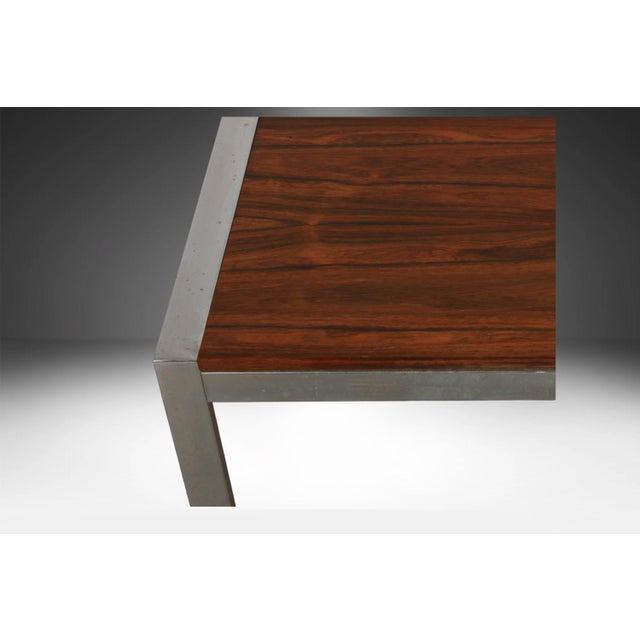 Mid 20th Century Mid Century Rosewood Chrome Square Milo Baughman Style Coffee Table For Sale - Image 5 of 11