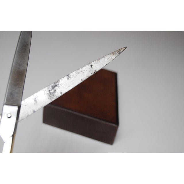 Italian Modernist Brass and Leather Desk Set With Letter Opener and Scissors For Sale - Image 11 of 12