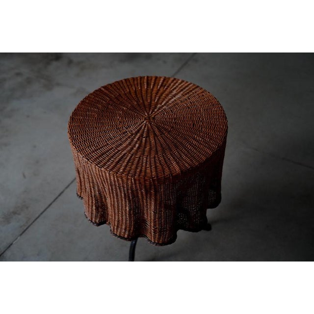 Brown Cast Iron and Rattan Side Tables, Netherlands, 1950s, Set of 2 For Sale - Image 8 of 11