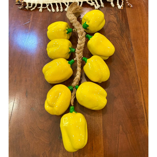 Realism Vintage Ceramic Peppers Rope Hanging For Sale - Image 3 of 3