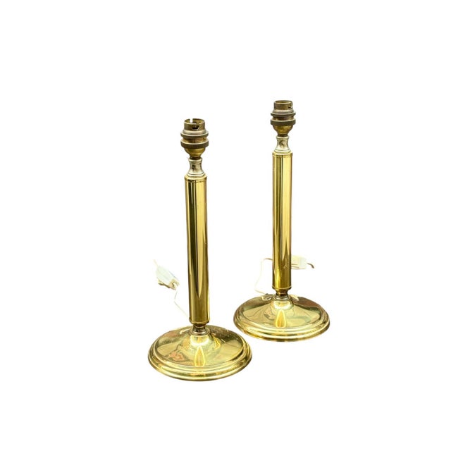 Gold Vintage English Table Lamps, 1950s, Set of 2 For Sale - Image 8 of 8