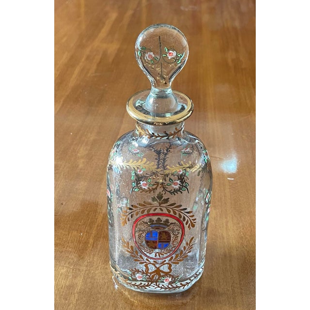 Crystal Perfume Bottle With Its Flower Stopper and Heraldic Coat of Arms 1850 France For Sale - Image 12 of 12