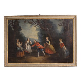 French Artist, Children Playing, 1780, Oil on Canvas For Sale