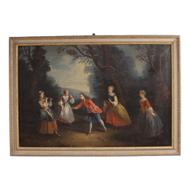 French Artist, Children Playing, 1780, Oil on Canvas For Sale