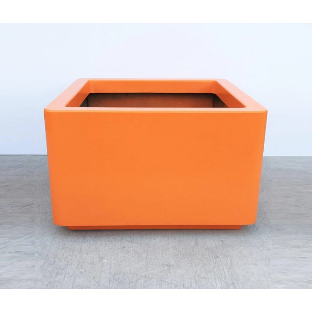 Mid-Century Modern Large Orange Lacquered Planters by Architectural Fiberglass For Sale - Image 3 of 9