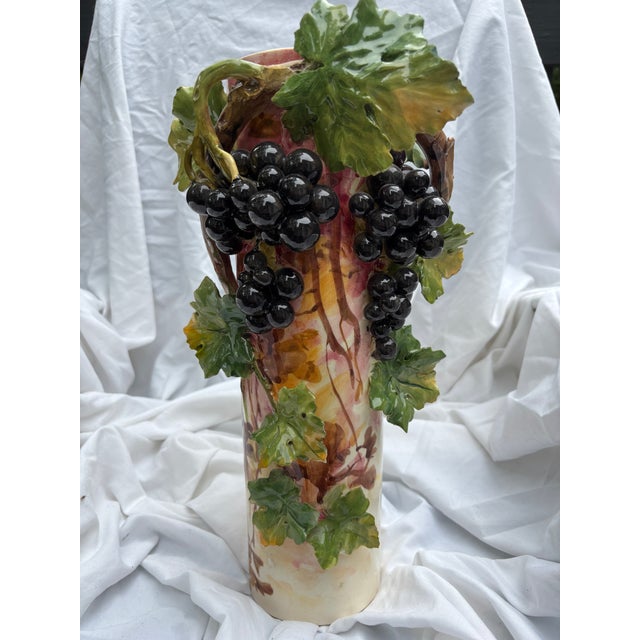 Majolica Classic Trio of Vintage 1960s Italian Barbotine Majolica Vases Visceral Composition For Sale - Image 4 of 17