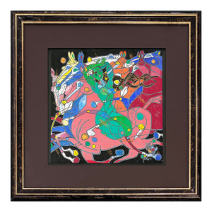 Jiang Tiefeng, Emerald Lady Ii, Original Mixed Media on Handmade Paper, 27.5x27.5 In. Framed, 1992
