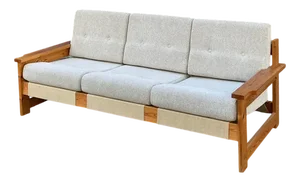 Safari Style Beige-Grey 3-Seater Sofa