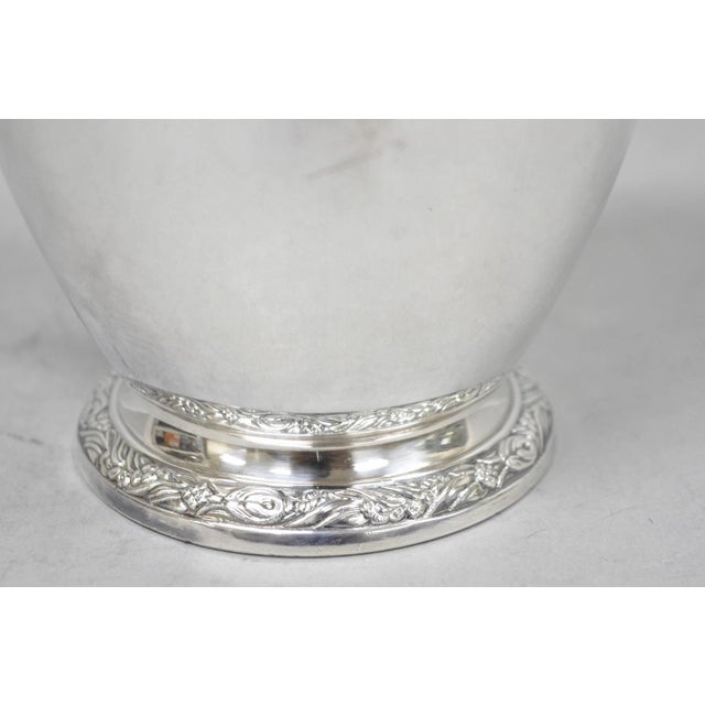 Metal Vintage Victorian Oneida Maybrook Silver Plated Floral Repousse Water Pitcher For Sale - Image 7 of 14