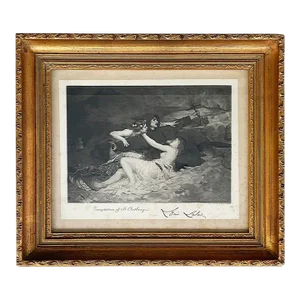 Antique Alexandre Louis Leloir Engraving of the Temptation of St. Anthony