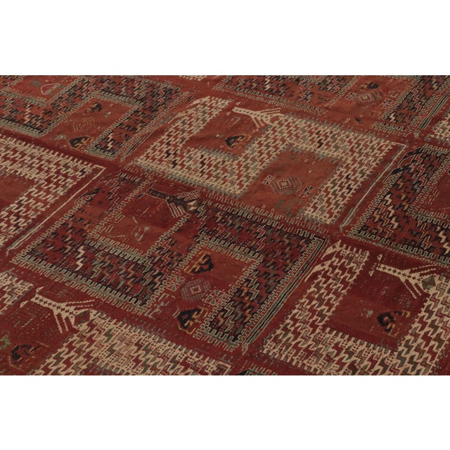 Rug & Kilim Antique Caucasian Soumak Rug With Tribal Motifs in Red Earthy Hues - Rug & Kilim For Sale - Image 4 of 10