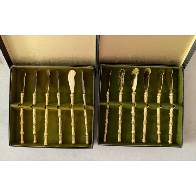 Vintage Gold Plated Bamboo Cocktail Knives - Set of 6 For Sale - Image 10 of 11