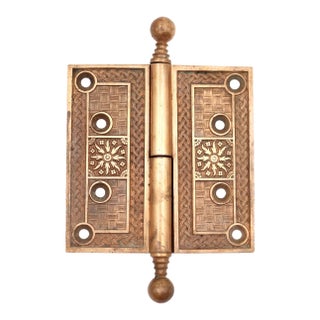 Antique Eastlake 4 X 4 In. Brass Left Hand Door Hinge For Sale