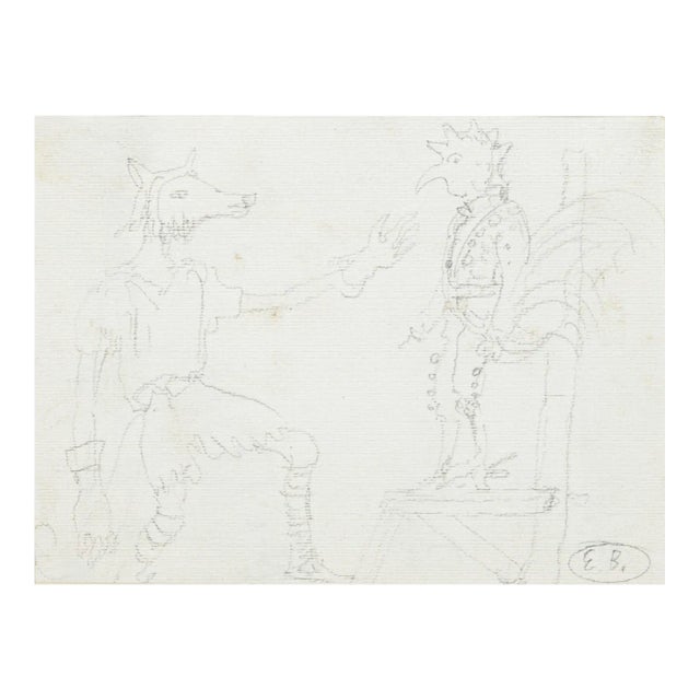 Scenography Original Pencil on Paper by E. Berman For Sale