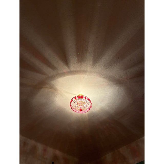 Vintage French Style Crystal Chandelier – Hand-Painted Pink & Ruby Red Prisms For Sale - Image 12 of 18