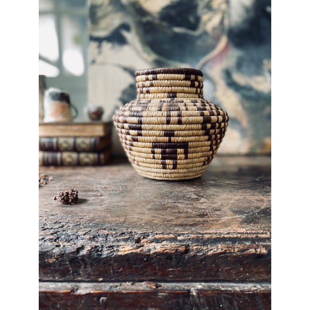 Tribal 1980s Tribal Figural Coiled Basket Olla For Sale - Image 3 of 10